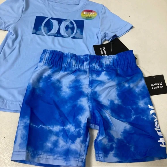 Hurley cute blue tie-dye UPF50+ active shorts set 4058 - Picture 4 of 8